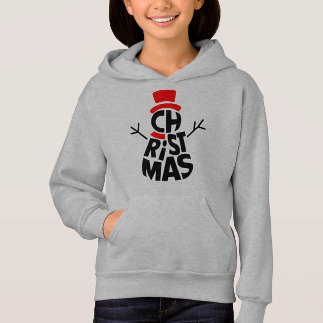Christmas Snowman Word Art  Hoodie (Vorderseite)
