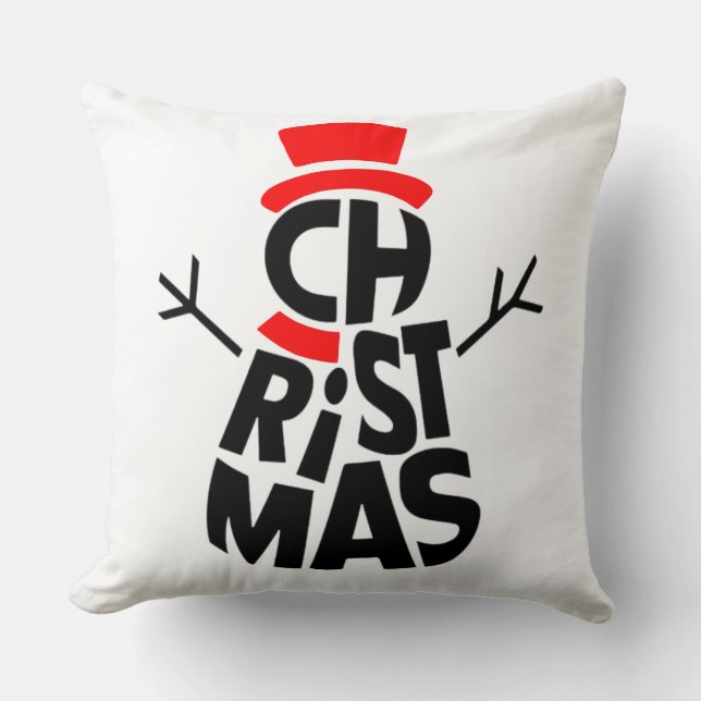 Christmas Snowman Word Art  Kissen (Vorderseite)
