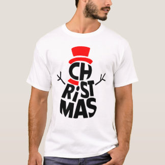 Christmas Snowman Word Art T-Shirt