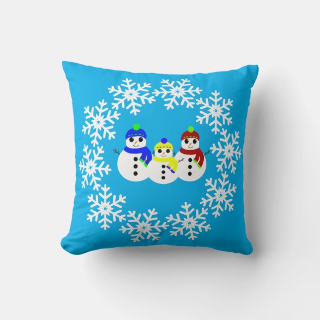 Christmas Snowmen Throw Kissen (Vorderseite)