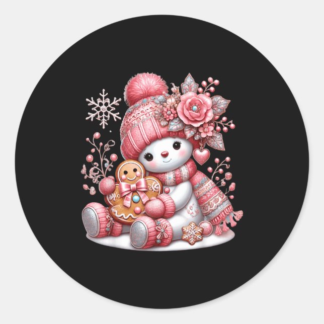Christmas Snowperson  Runder Aufkleber (Vorderseite)