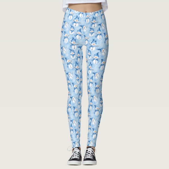 Christmas Snowy Blue Leggings (Vorderseite)