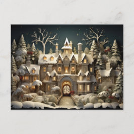 Christmas Snowy Manor Storybook Wonderland Feiertagspostkarte