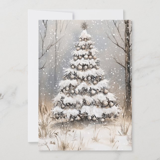 Christmas Snowy Night Feiertagskarte (Vorderseite)