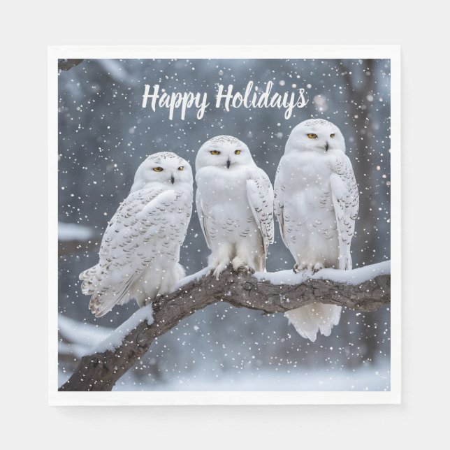 Christmas Snowy Owls Serviette (Vorderseite)
