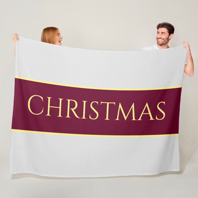 CHRISTMAS Snowy White Festive Burgund Streifen Fleecedecke (Beispiel)