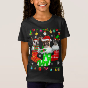 Christmas Socks Pajama French Bulldog Doppy Puppy T-Shirt