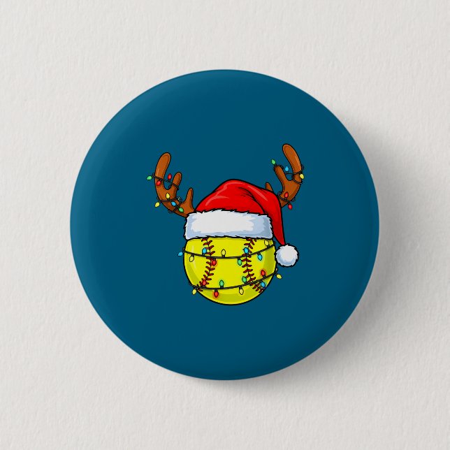 Christmas Softball Xmas Santa Srts Hat Mens Womens Button (Vorderseite)