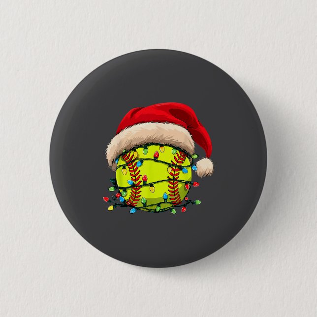 Christmas Softball Xmas Santa Srts Hat Mens Womens Button (Vorderseite)