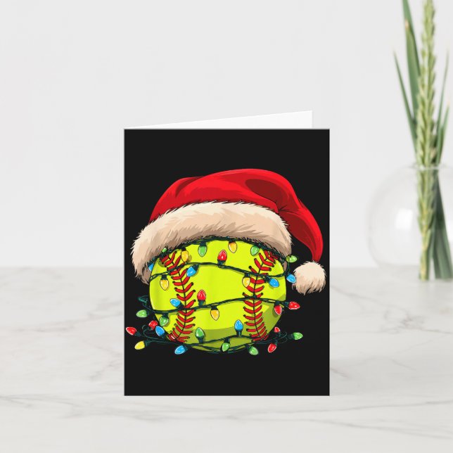 Christmas Softball Xmas Santa Srts Hat Mens Womens Karte (Vorderseite)