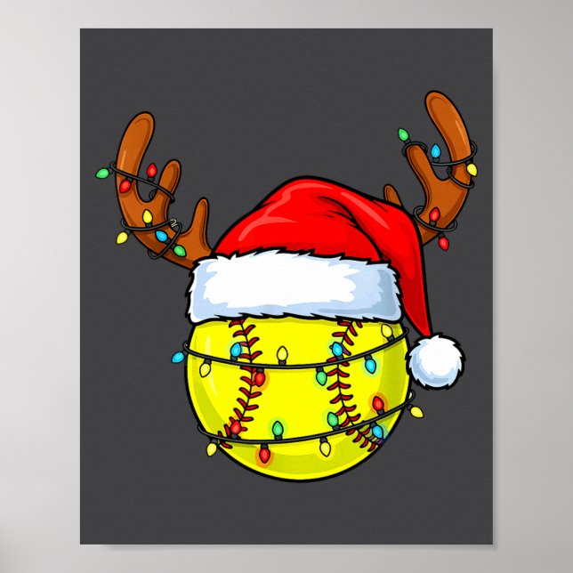 Christmas Softball Xmas Santa Srts Hat Mens Womens Poster (Vorne)