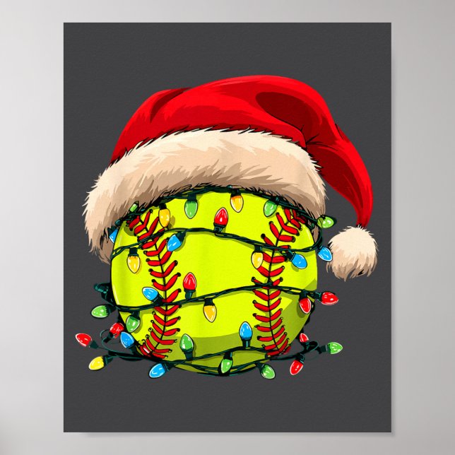 Christmas Softball Xmas Santa Srts Hat Mens Womens Poster (Vorne)