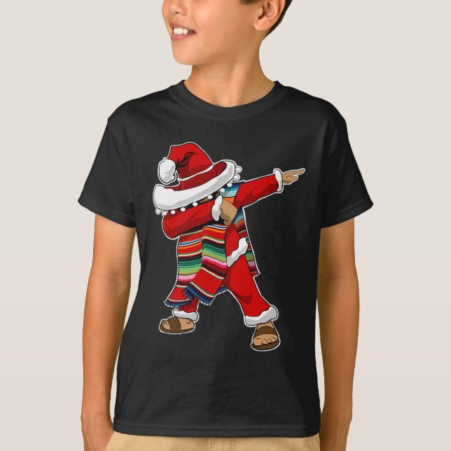 Christmas Sombrero Dabbing Mexican Serape Poncho S T-Shirt (Vorderseite)