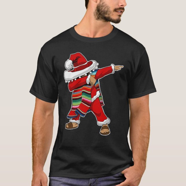 Christmas Sombrero Dabbing Mexican Serape Poncho S T-Shirt (Vorderseite)