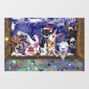 Christmas Song Animal Party Frohe Weihnachten Funn Fensteraufkleber