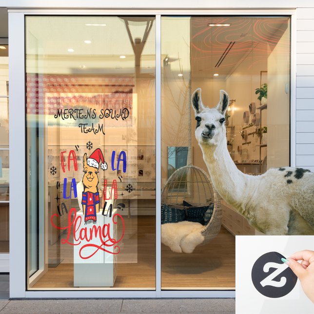 Christmas Song Llama Zuhause Storefront Name Vinyl Fensteraufkleber (Von Creator hochgeladen)