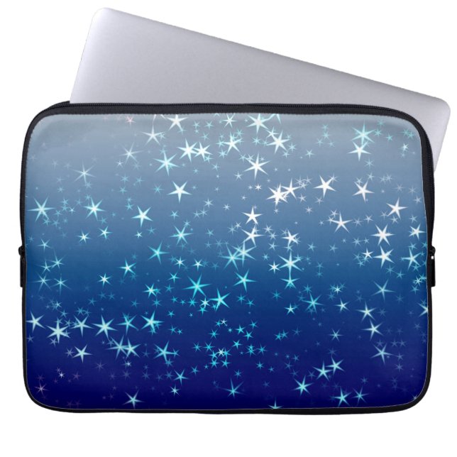 Christmas Sparkles Stars Blue Sky Laptopschutzhülle (Vorderseite)