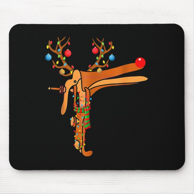 Christmas Speculum Reindeer Funny Xmas Nurse Midwi Mousepad (Vorne)