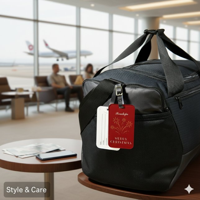 Christmas Spirit Custom Deep Red Name Gepäckanhänger (Christmas Spirit Custom Deep Red Name Luggage Tag)