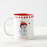 Christmas Spirit Snowman Zweifarbige Tasse<br><div class="desc">Weihnachts-Geist-Schneemann-Tasse. Text kann personalisiert sein.</div>