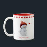 Christmas Spirit Snowman Zweifarbige Tasse<br><div class="desc">Weihnachts-Geist-Schneemann-Tasse. Text kann personalisiert sein.</div>