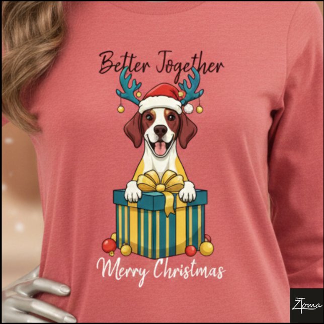 Christmas Spotted Pointer Gift Graphic No Scarf Tri-Blend Shirt (Von Creator hochgeladen)