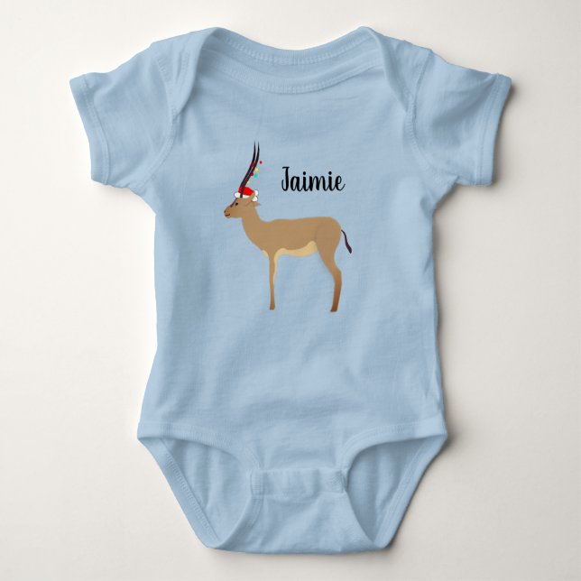 Christmas Springbok Baby Strampler (Vorderseite)