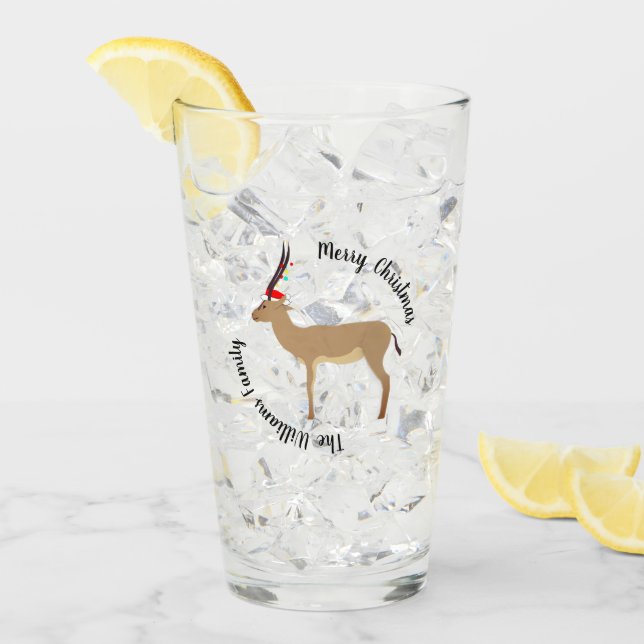 Christmas Springbok Glas (Vorderseite Ice)