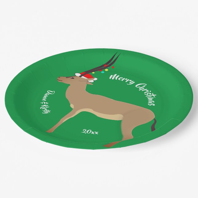 Christmas Springbok Pappteller (Schrägansicht)