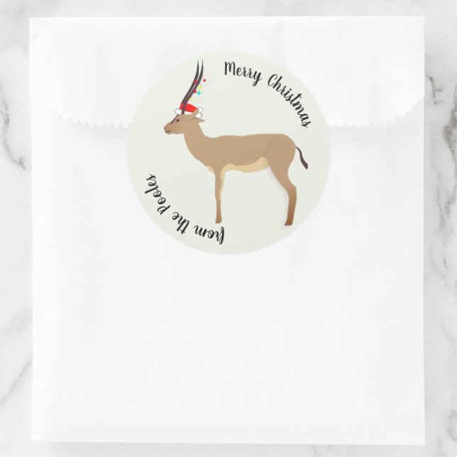 Christmas Springbok Runder Aufkleber (Tasche)