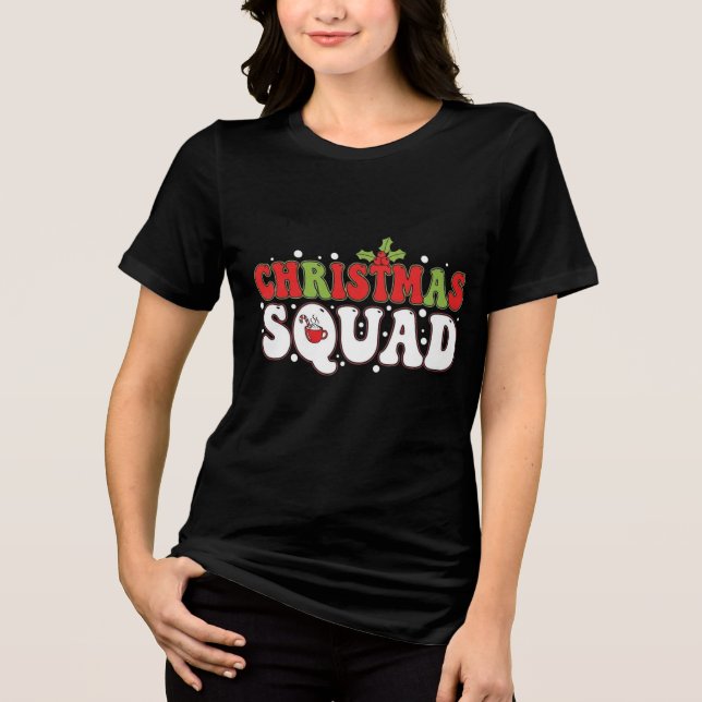 Christmas Squad | Fun Matching Holiday Team Design Tri-Blend Shirt (Vorderseite)