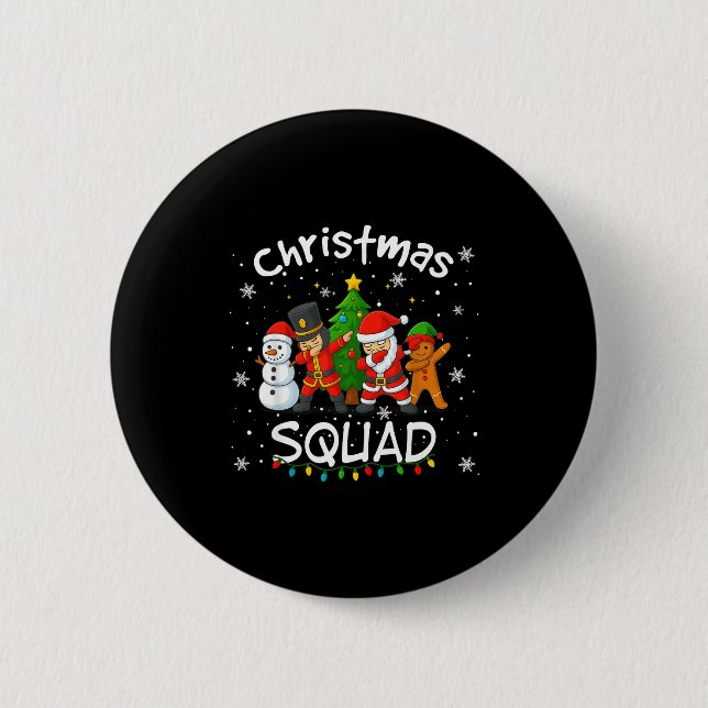 Christmas Squad Funny Matching Santa Reindeer Snow Button (Vorderseite)