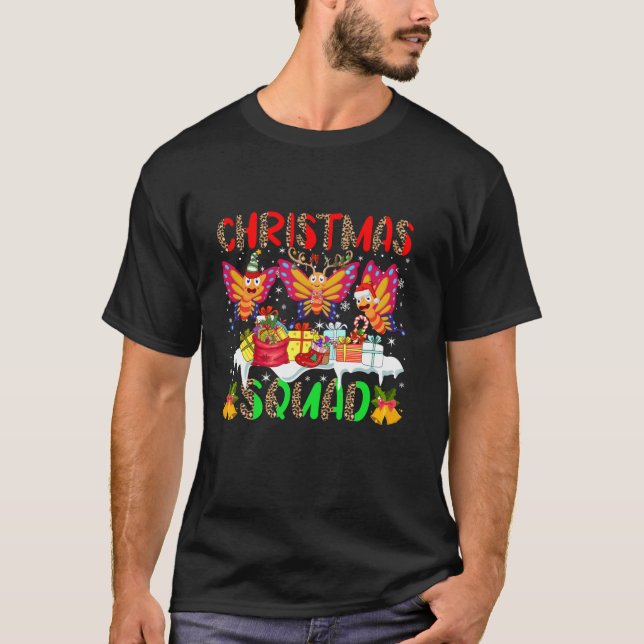 Christmas Squad Leopard Three Santa Reindeer Elf B T-Shirt (Vorderseite)