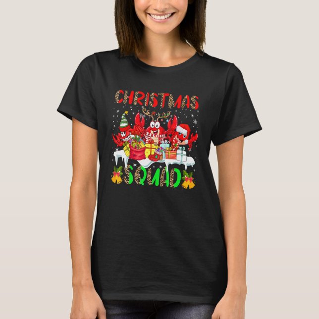 Christmas Squad Leopard Three Santa Reindeer Elf C T-Shirt (Vorderseite)