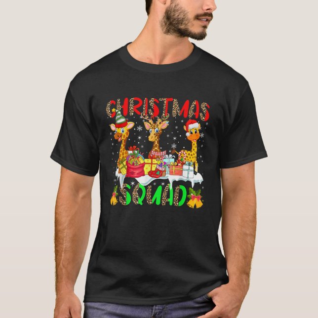 Christmas Squad Leopard Three Santa Reindeer Elf G T-Shirt (Vorderseite)