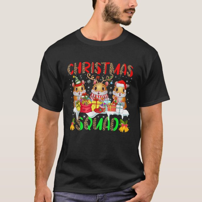 Christmas Squad Leopard Three Santa Reindeer Elf H T-Shirt (Vorderseite)