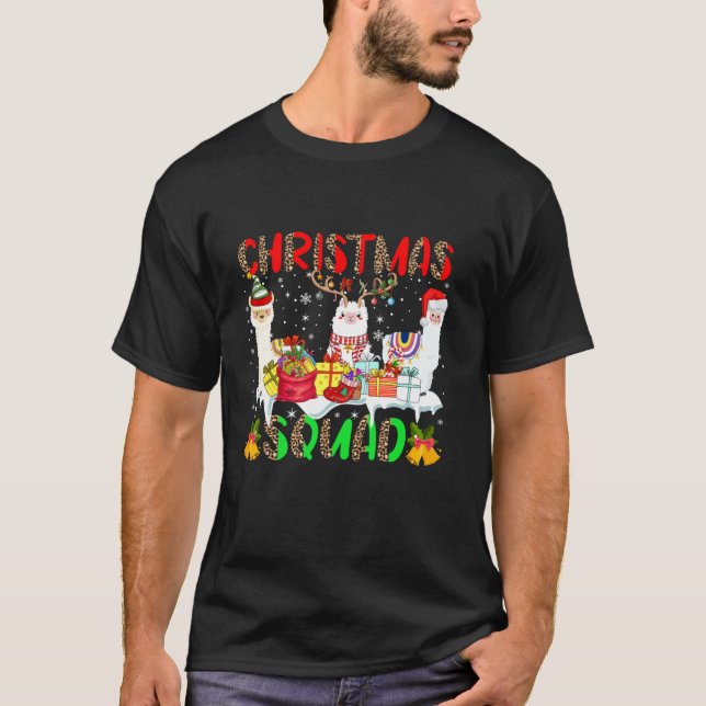 Christmas Squad Leopard Three Santa Reindeer Elf L T-Shirt (Vorderseite)