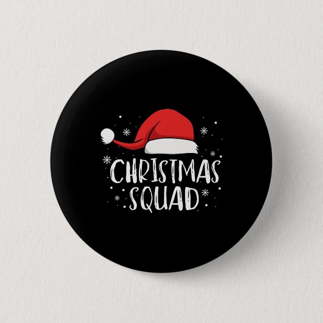 Christmas Squad Light Red Santa Hat Family Matchin Button (Vorderseite)