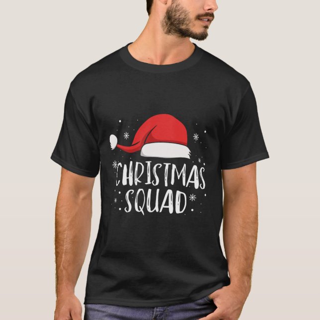 Christmas Squad Light Red Santa Hat Family Matchin T-Shirt (Vorderseite)