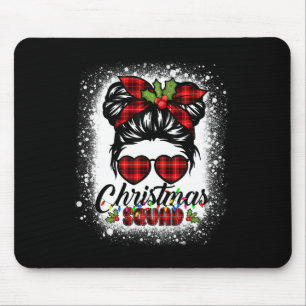 Christmas Squad Messy Bun Buffalo Kariert Leopard  Mousepad