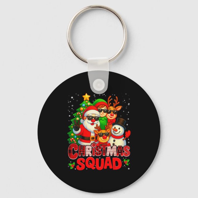 Christmas Squad Plaid Santa Snowman Elf Rudolph Xm Schlüsselanhänger (Vorderseite)