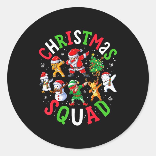 Christmas Squad Santa Dabbing Elf Family Matching  Runder Aufkleber (Vorderseite)