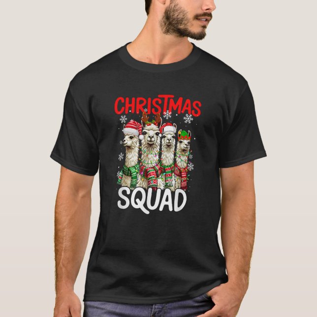 Christmas Squad Santa Elf Reindeer Llamas Matching T-Shirt (Vorderseite)