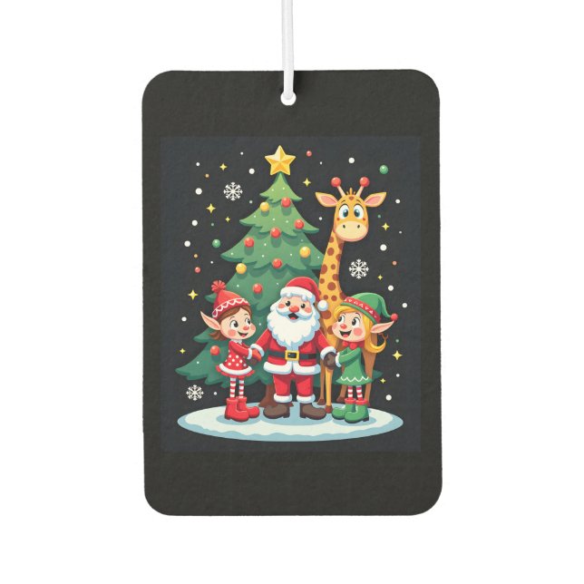Christmas Squad Santa Giraffe Elf Dabbing Matching Autolufterfrischer (Vorderseite)