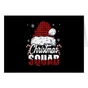 Christmas Squad Santa Hat Buffalo Plaid Red Funny
