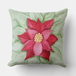 Christmas Star Poinsettia Wasserfarbe Handgemalt Kissen
