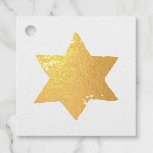 Christmas Star Potato Print Geschenkanhänger (Vorderseite)