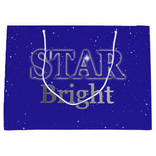 Christmas Star Word Art Blue und Silver Große Geschenktüte