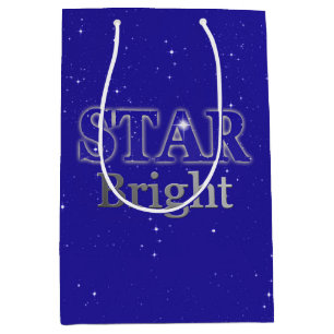 Christmas Star Word Art Blue und Silver Mittlere Geschenktüte
