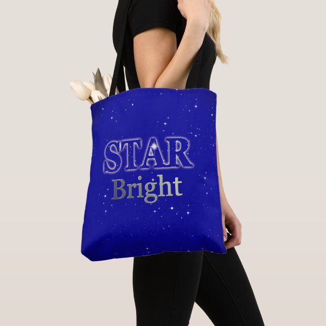 Christmas Star Word Art Blue und Silver Tasche (Von Nahem)